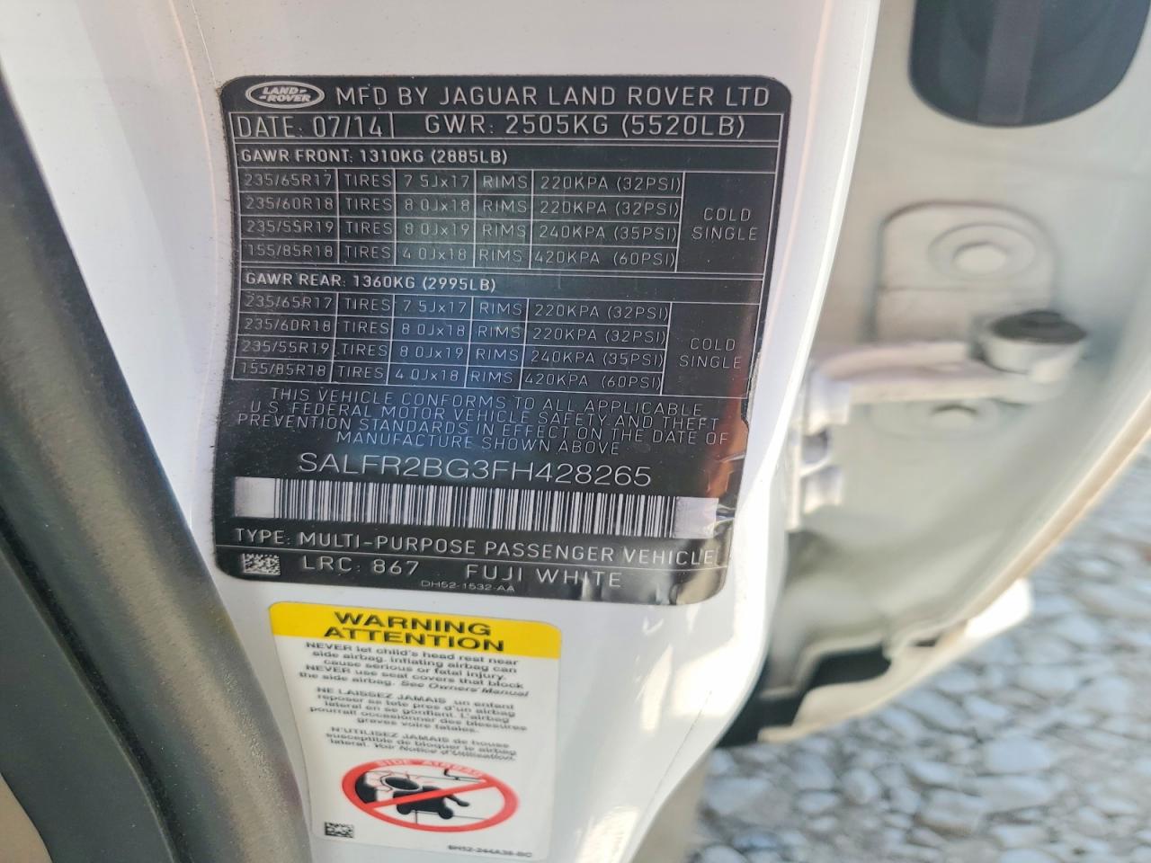 2015 Land Rover Lr2 Base/hse White vin: SALFR2BG3FH428265