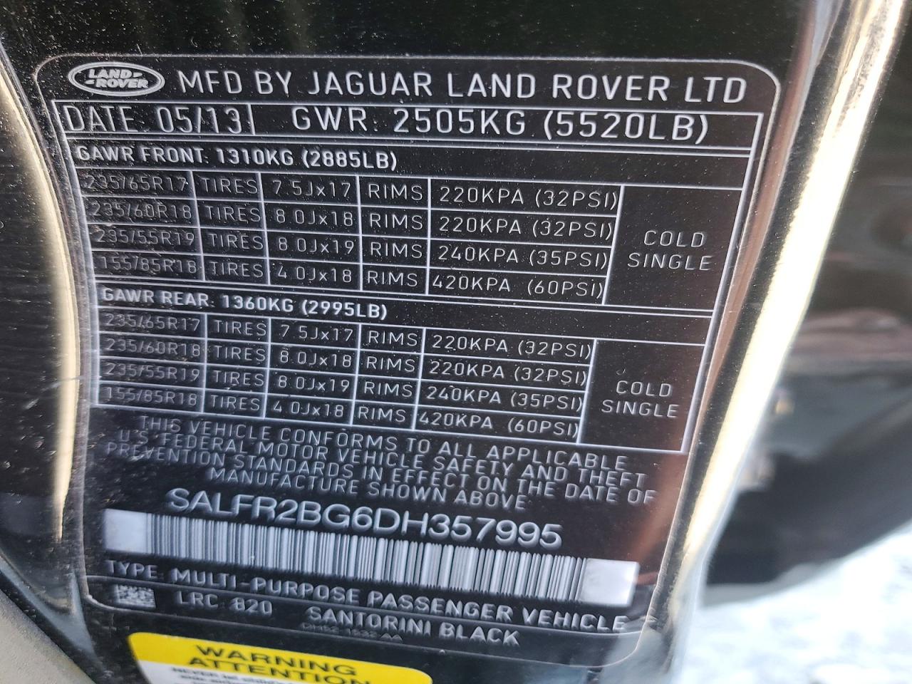 2013 Land Rover Lr2 Hse Black vin: SALFR2BG6DH357995