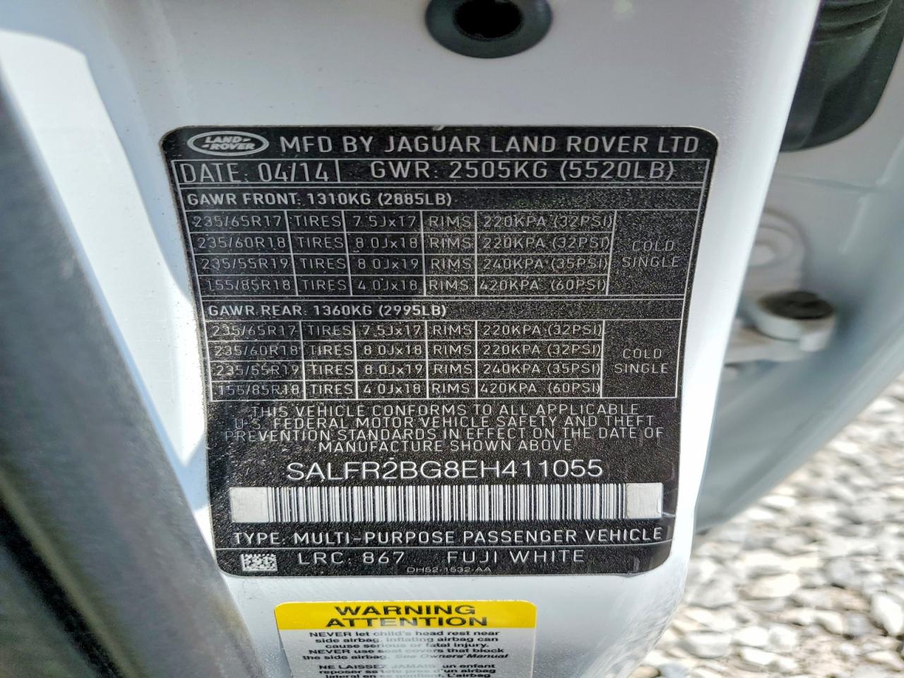 2014 Land Rover Lr2 Hse White vin: SALFR2BG8EH411055