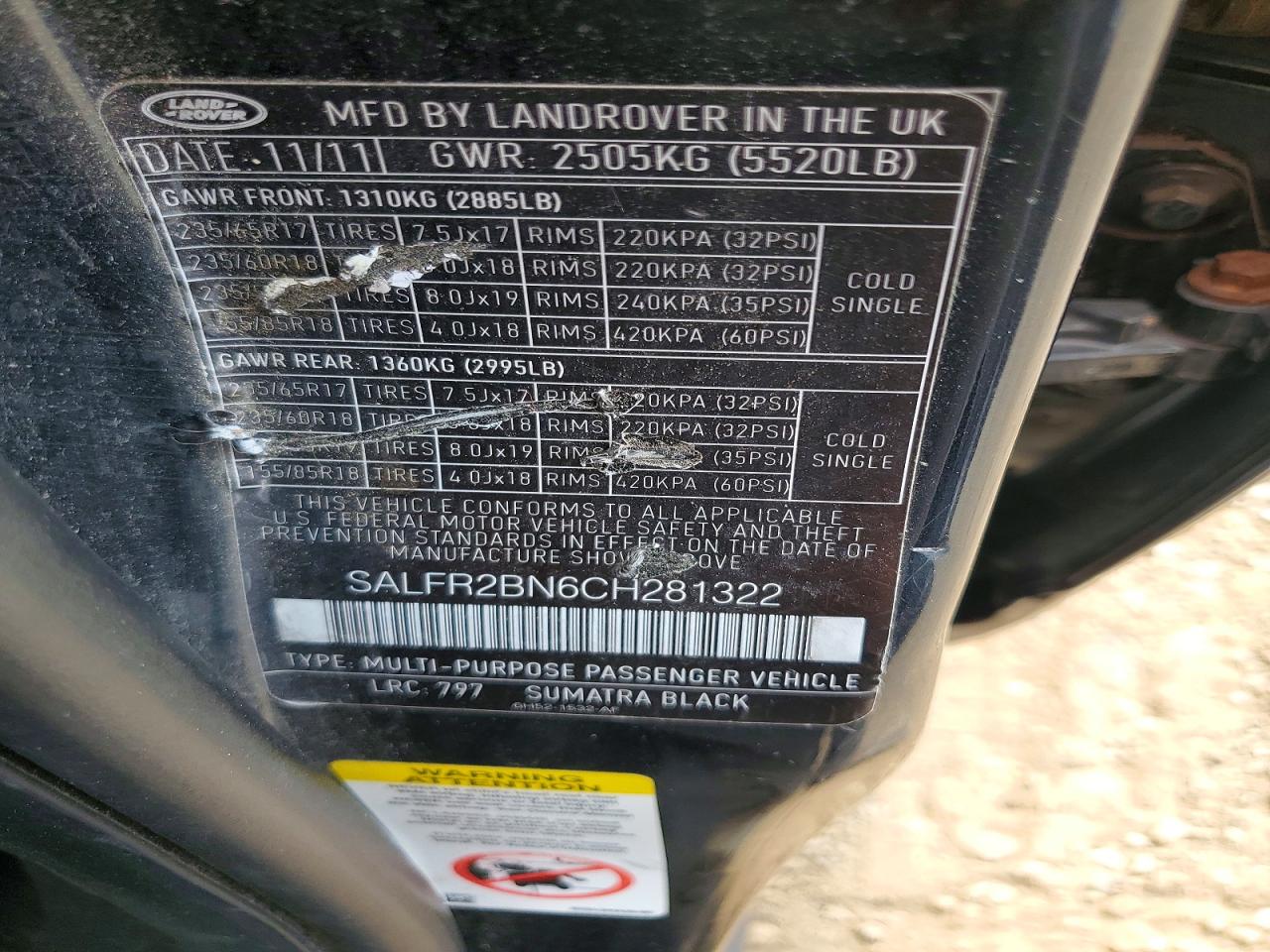 2012 Land Rover Lr2 Hse Black vin: SALFR2BN6CH281322