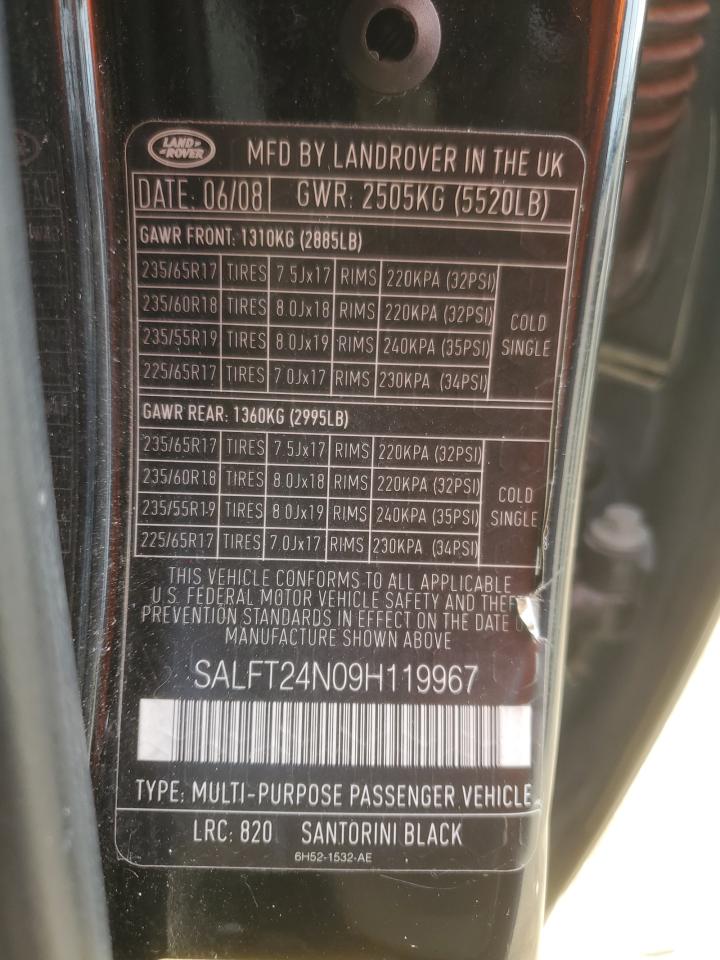2009 Land Rover Lr2 Hse Technology Black vin: SALFT24N09H119967