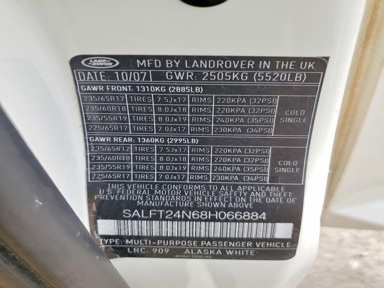 2008 Land Rover Lr2 Hse Technology White vin: SALFT24N68H066884