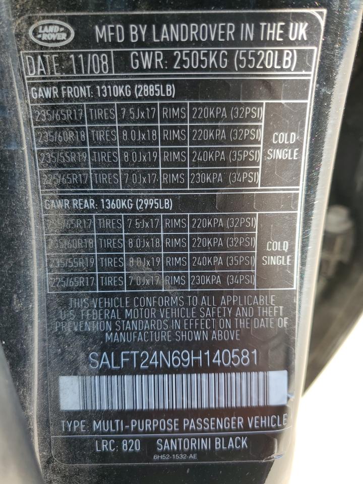 2009 Land Rover Lr2 Hse Technology Black vin: SALFT24N69H140581