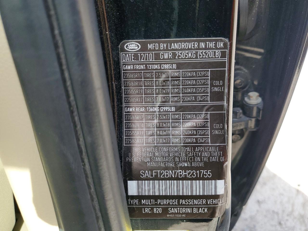 2011 Land Rover Lr2 Hse Luxury Black vin: SALFT2BN7BH231755
