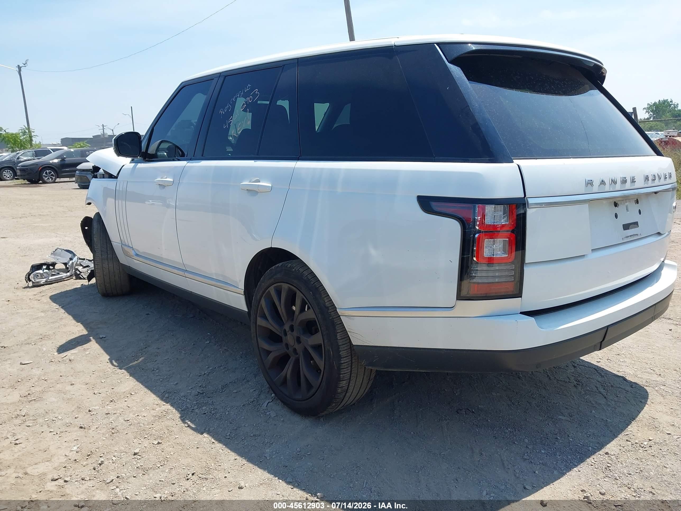 2015 Land Rover Range Rover 3.0l V6 Supercharged White vin: SALGR2VF6FA238654
