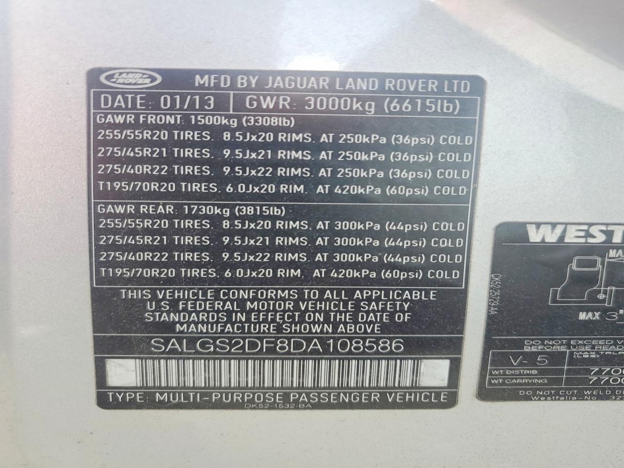 2013 Land Rover Range Rover Hse Silver vin: SALGS2DF8DA108586