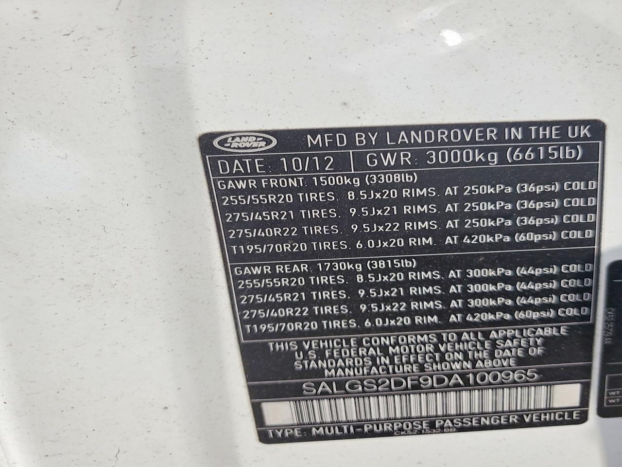 2013 Land Rover Range Rover Hse White vin: SALGS2DF9DA100965