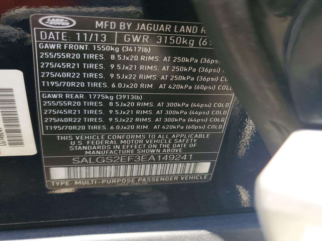 2014 Land Rover Range Rover Supercharged Black vin: SALGS2EF3EA149241