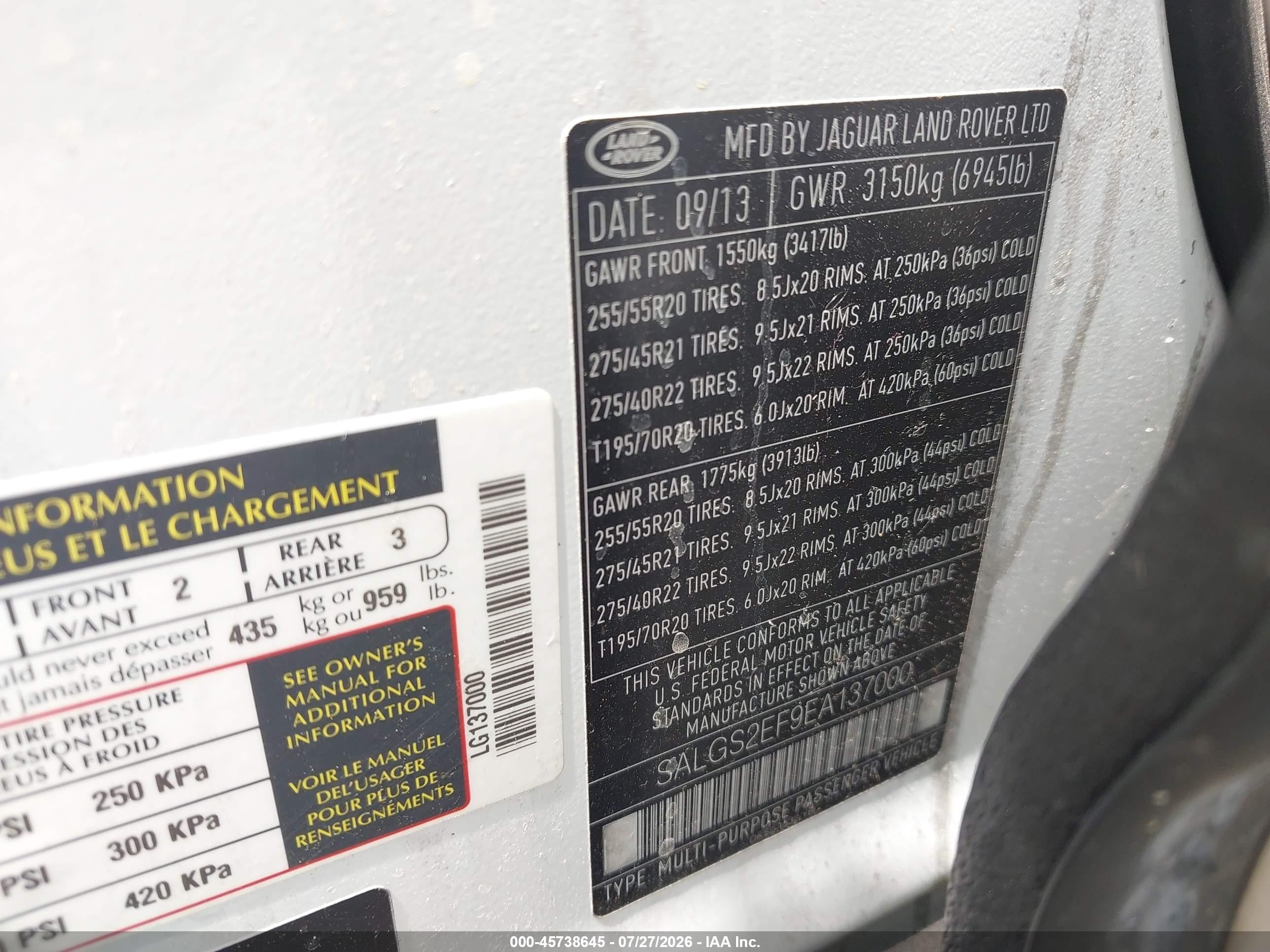 2014 Land Rover Range Rover 5.0l V8 Supercharged/5.0l V8 Supercharged Ebony Edition White vin: SALGS2EF9EA137000