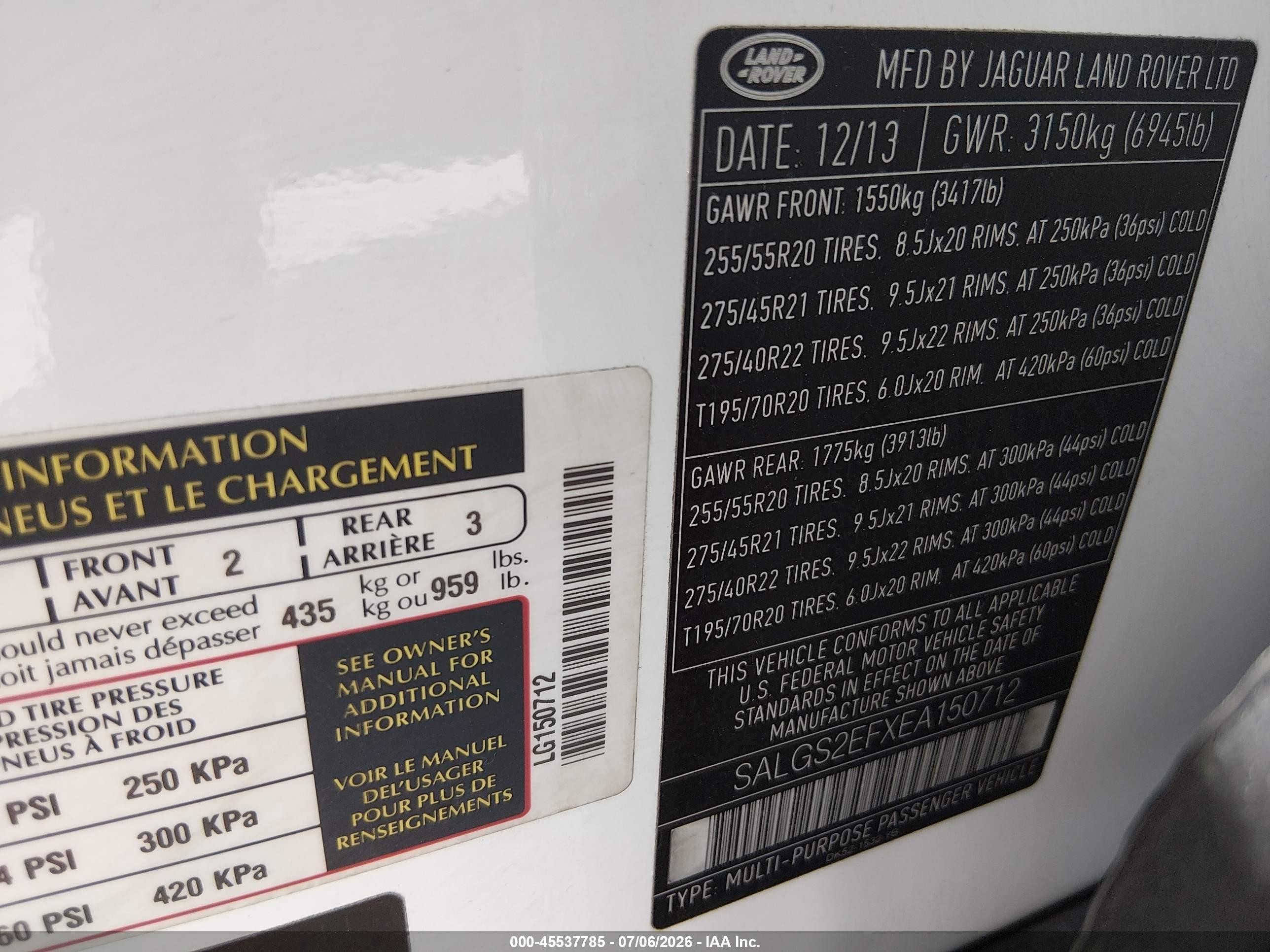 2014 Land Rover Range Rover 5.0l V8 Supercharged/5.0l V8 Supercharged Ebony Edition White vin: SALGS2EFXEA150712