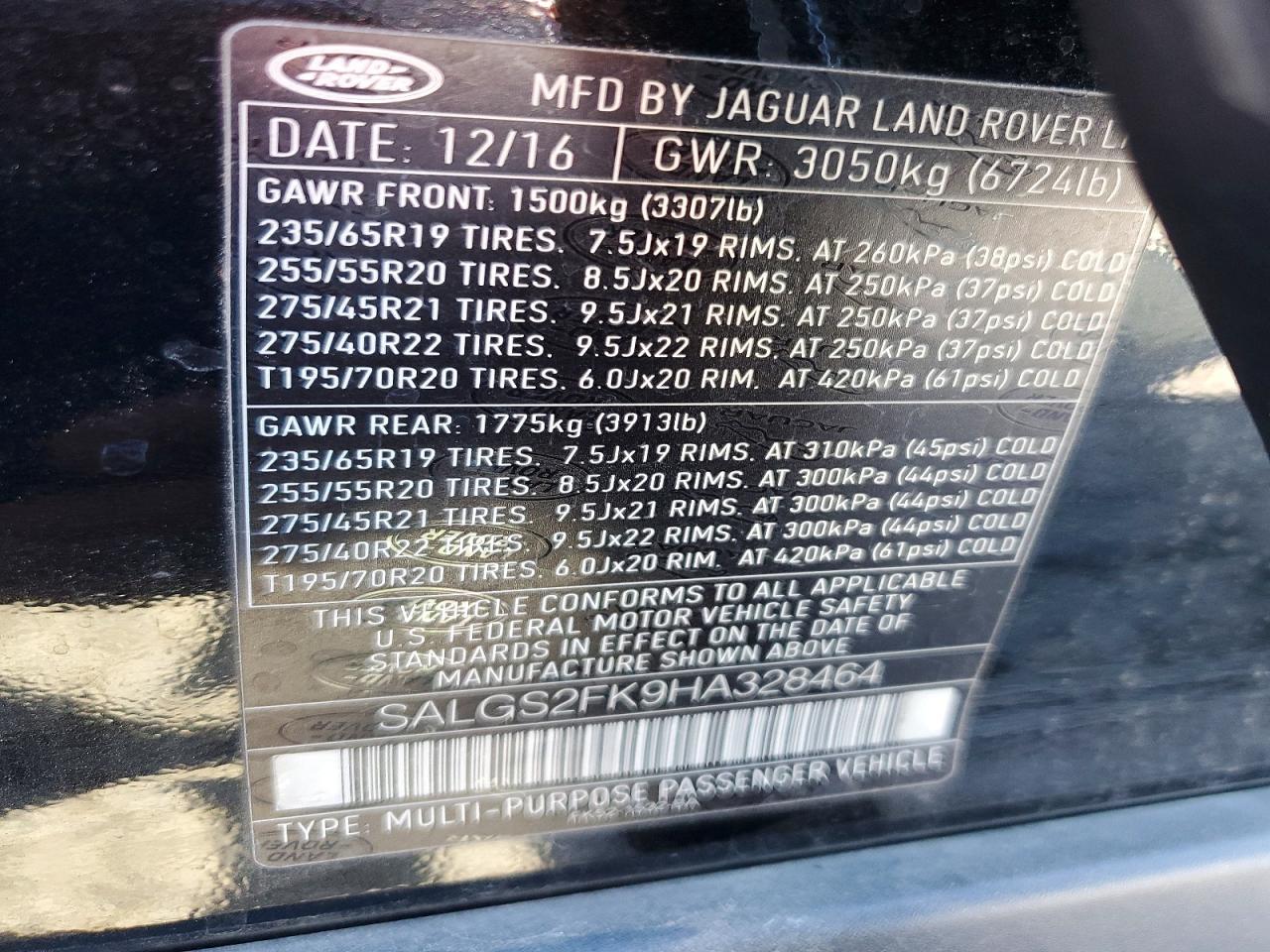 2017 Land Rover Range Rover Hse Black vin: SALGS2FK9HA328464