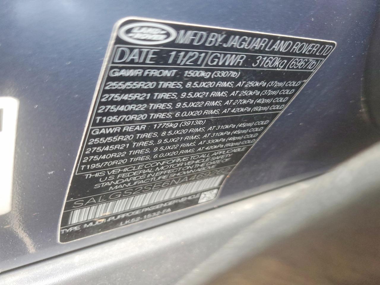 2022 Land Rover Range Rover Westminster Edition Синий vin: SALGS2SE6NA469262