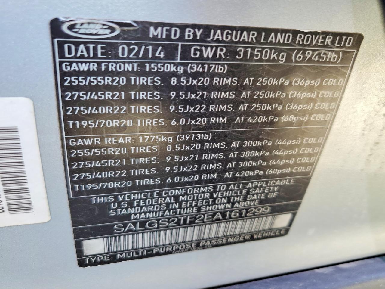 2014 Land Rover Range Rover Supercharged Silver vin: SALGS2TF2EA161299