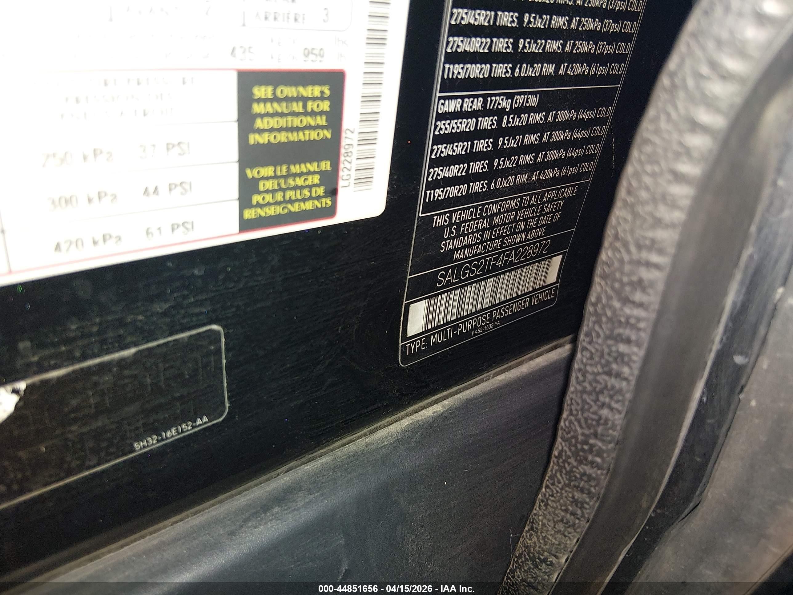 2015 Land Rover Range Rover 5.0l V8 Supercharged Черный vin: SALGS2TF4FA228972