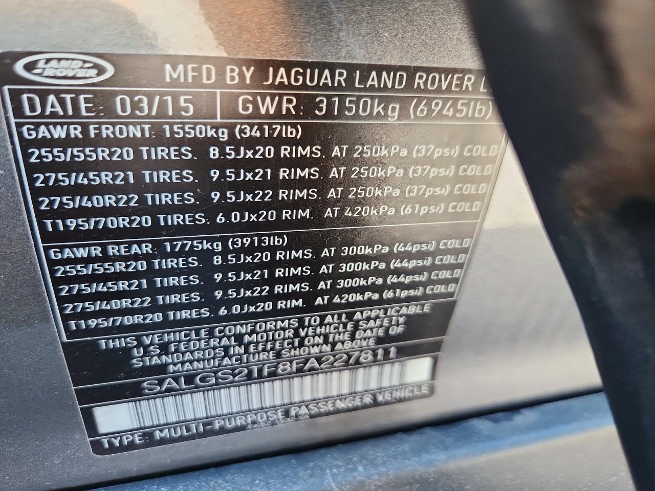 2015 Land Rover Range Rover Supercharged Gray vin: SALGS2TF8FA227811