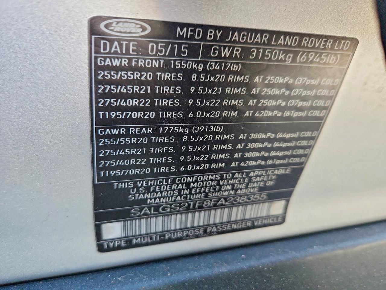 2015 Land Rover Range Rover Supercharged Silver vin: SALGS2TF8FA238355