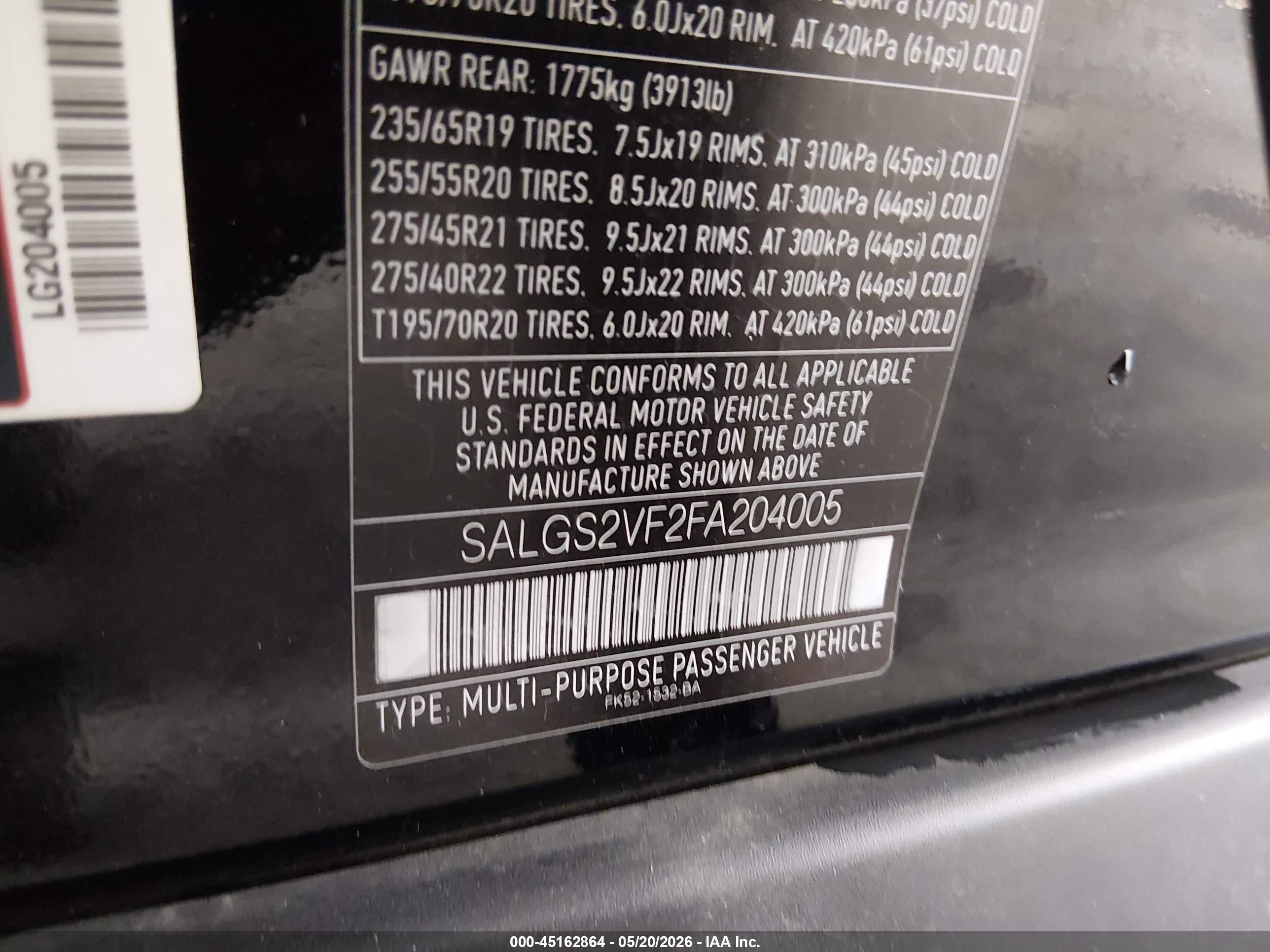 2015 Land Rover Range Rover 3.0l V6 Supercharged Hse Black vin: SALGS2VF2FA204005