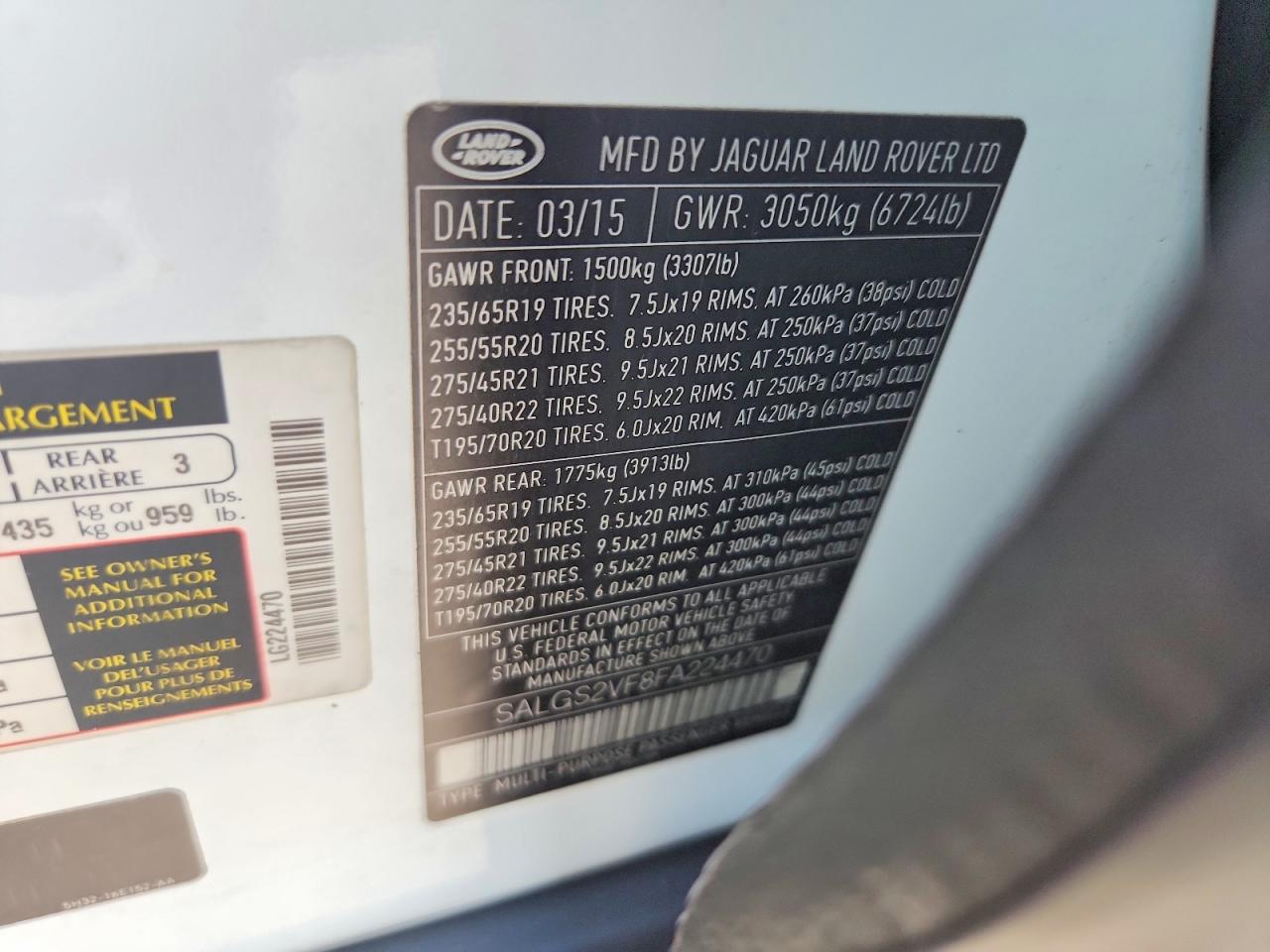 2015 Land Rover Range Rover Hse White vin: SALGS2VF8FA224470