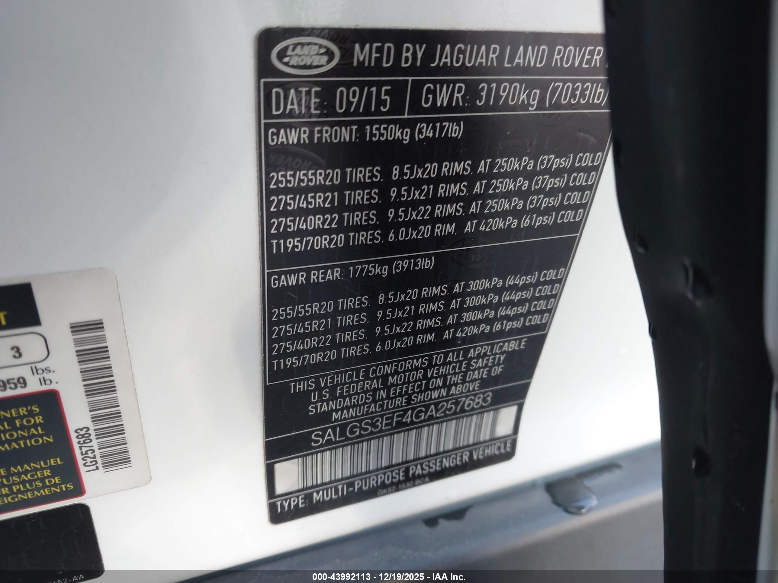 2016 Land Rover Range Rover 5.0l V8 Supercharged White vin: SALGS3EF4GA257683