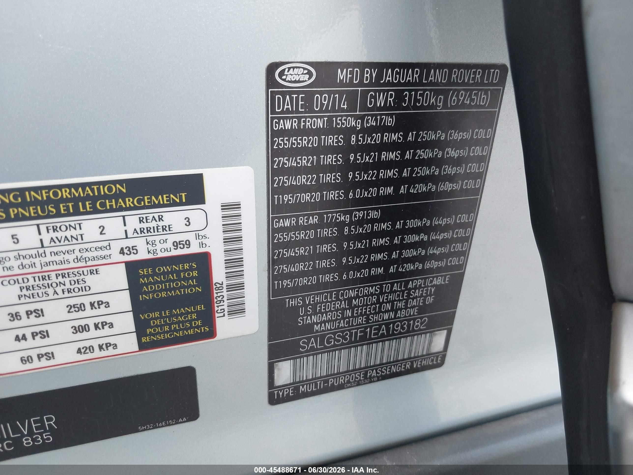 2014 Land Rover Range Rover 5.0l V8 Supercharged Light Blue vin: SALGS3TF1EA193182