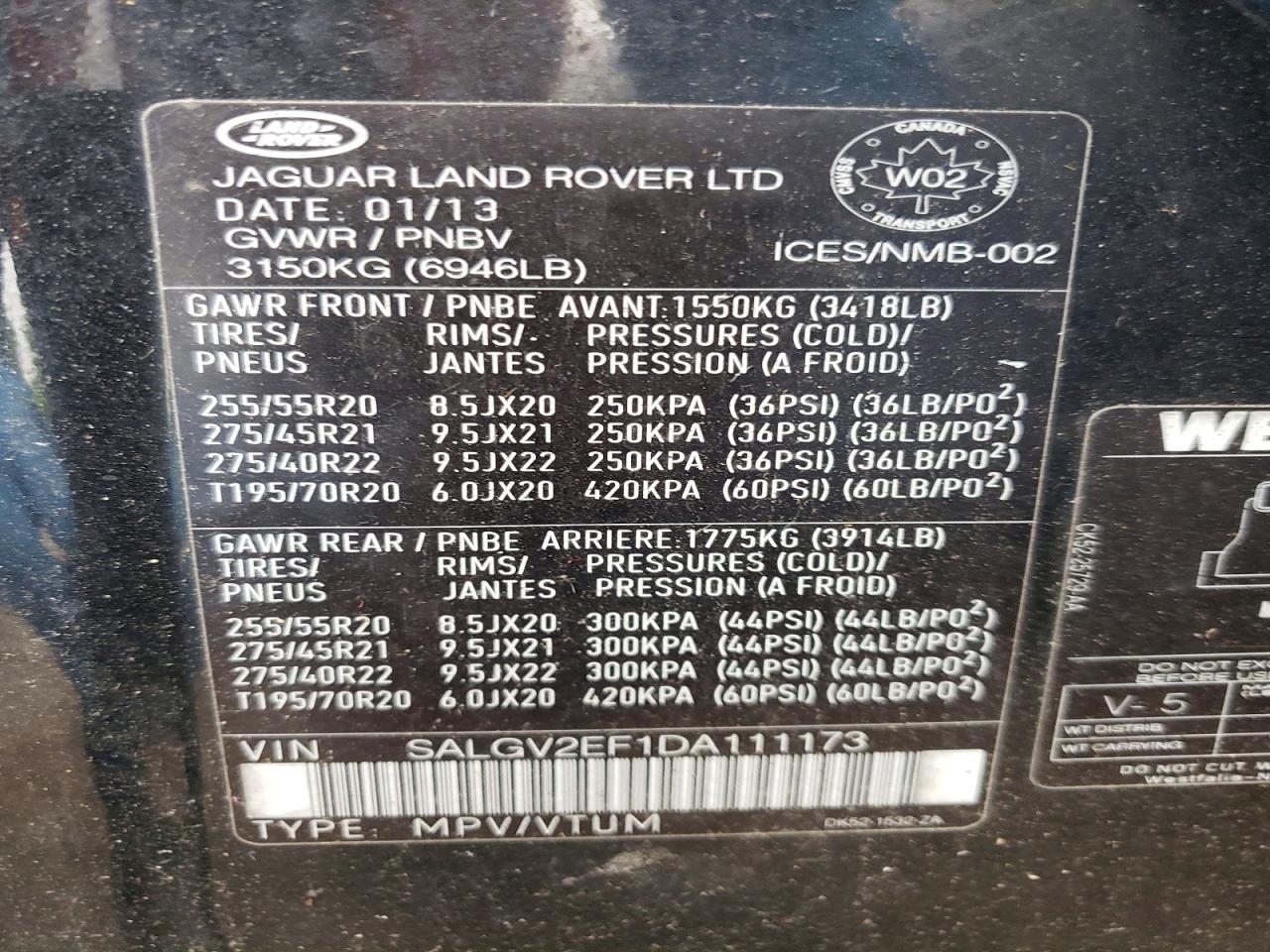2013 Land Rover Range Rover Autobiography Black vin: SALGV2EF1DA111173