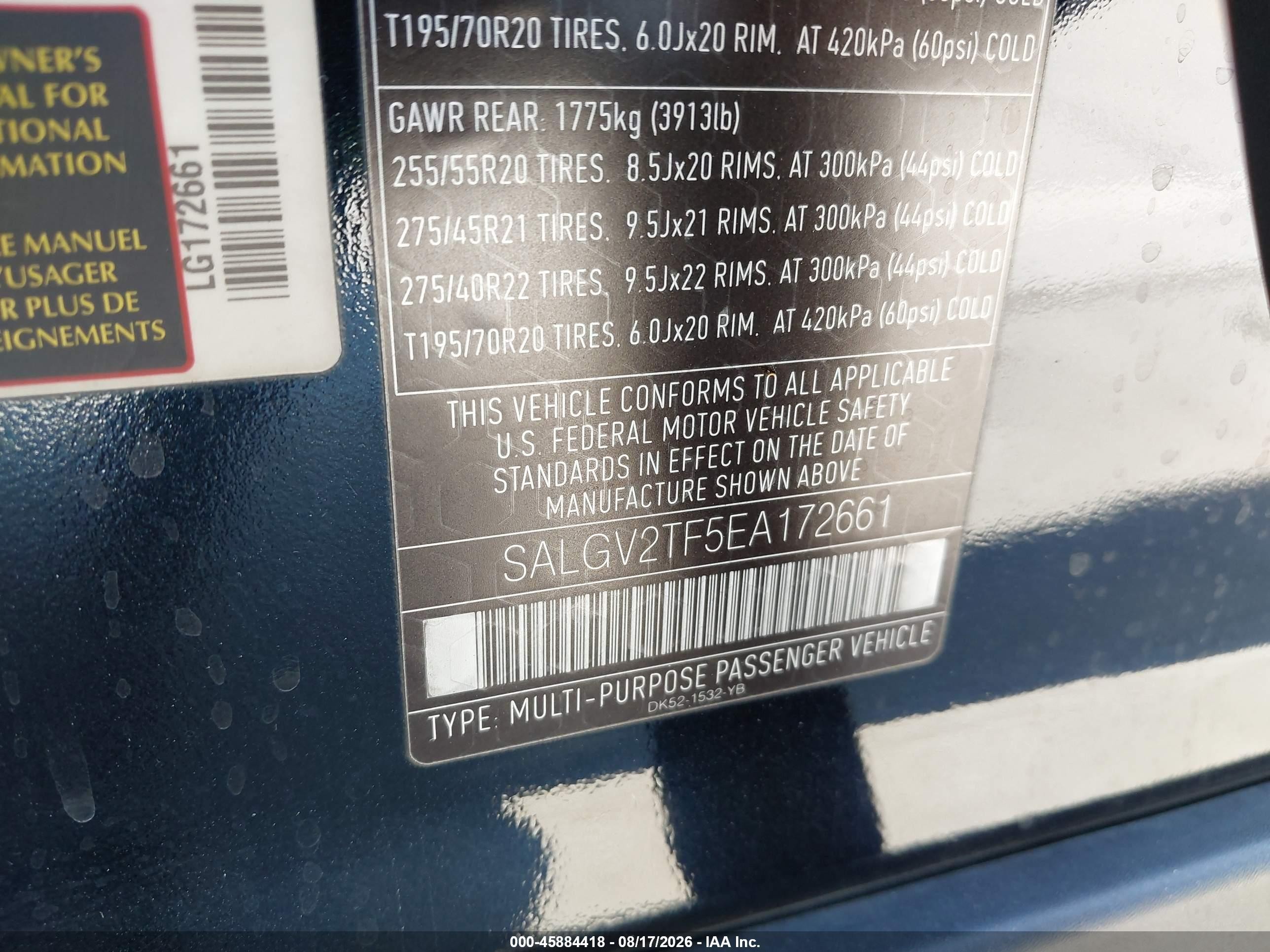 2014 Land Rover Range Rover 5.0l V8 Supercharged Autobiography Dark Blue vin: SALGV2TF5EA172661