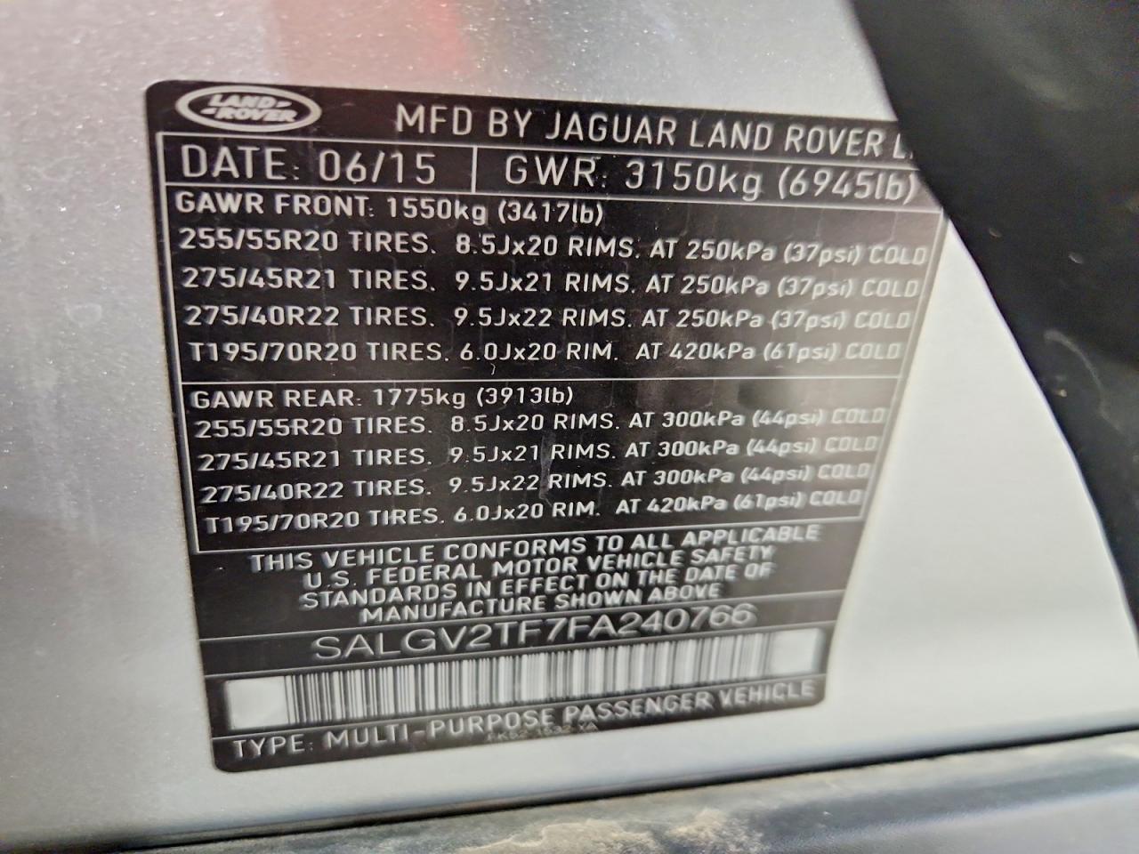 2015 Land Rover Range Rover Autobiography Black vin: SALGV2TF7FA240766