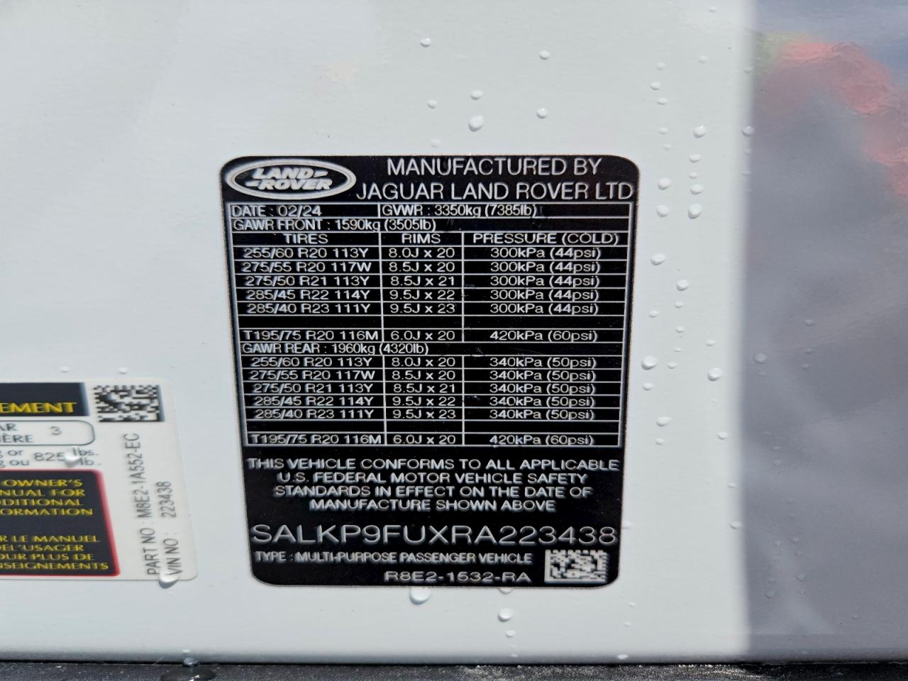 2024 Land Rover Range Rover Se White vin: SALKP9FUXRA223438
