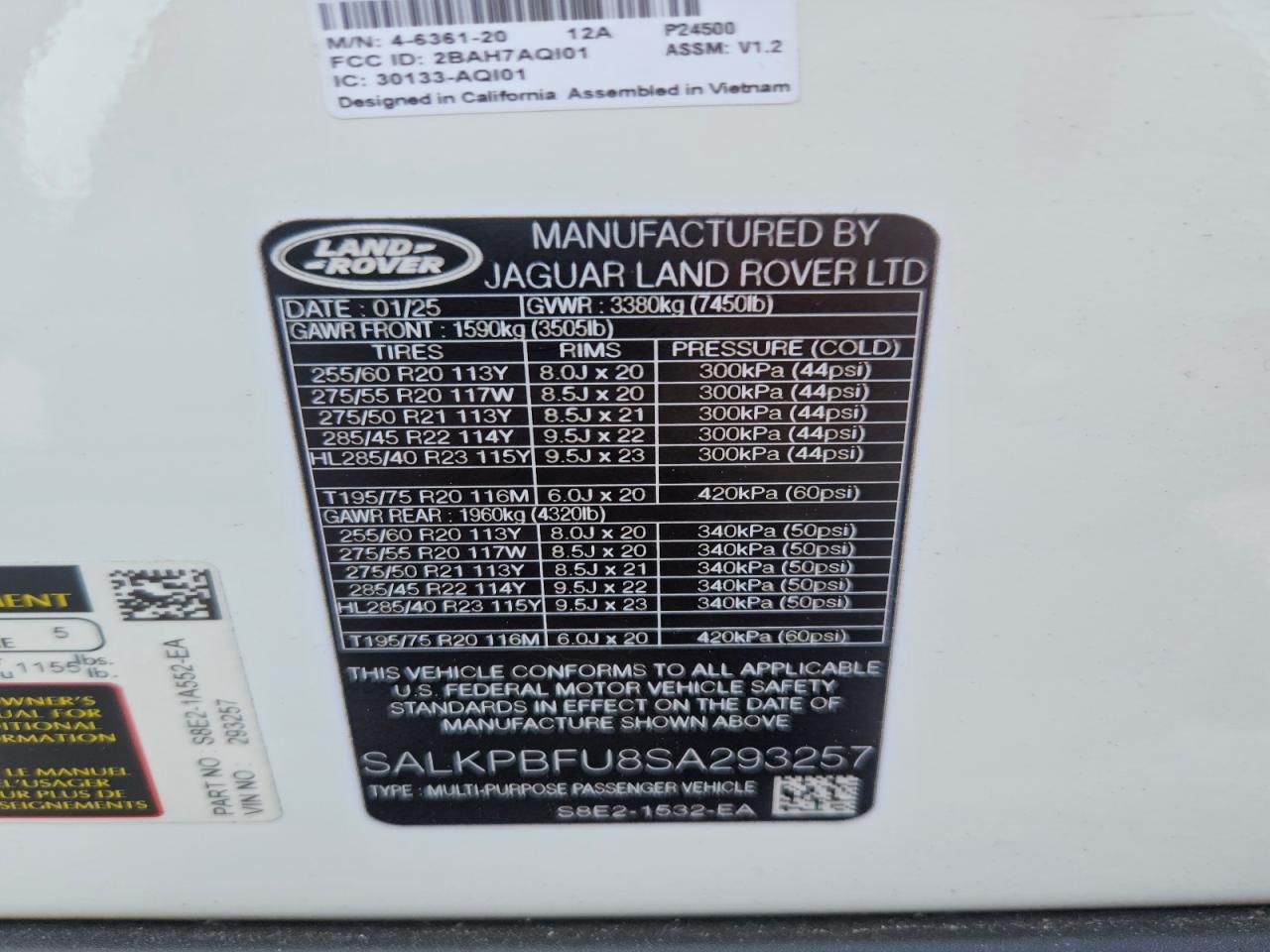 2025 Land Rover Range Rover Se White vin: SALKPBFU8SA293257