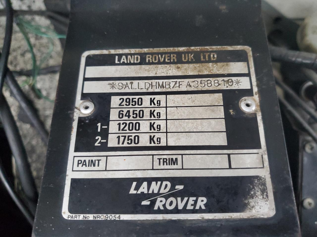 1989 Land Rover Defender 1 White vin: SALLDHMB7FA358810