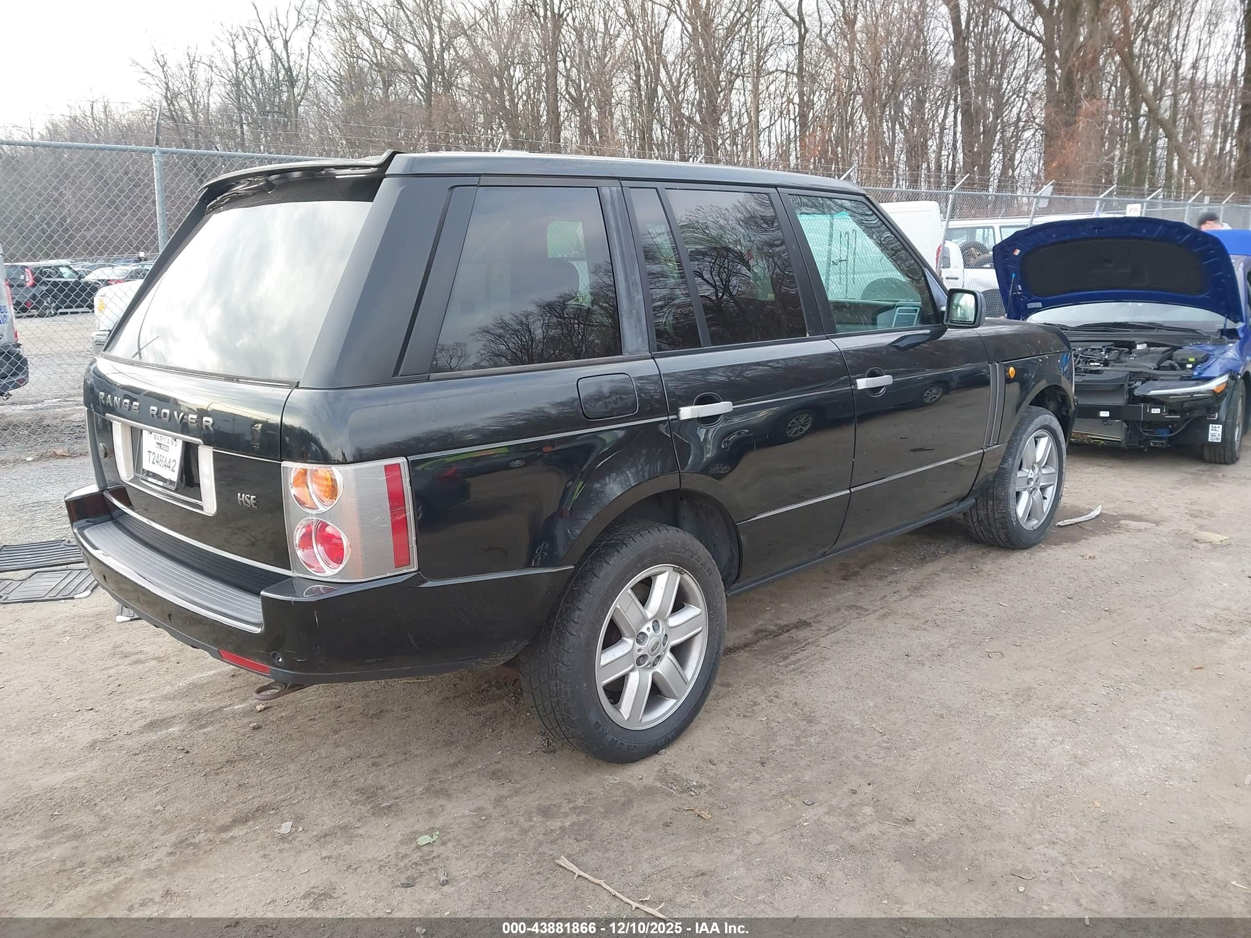 2003 Land Rover Range Rover Hse Black vin: SALMB11423A109117