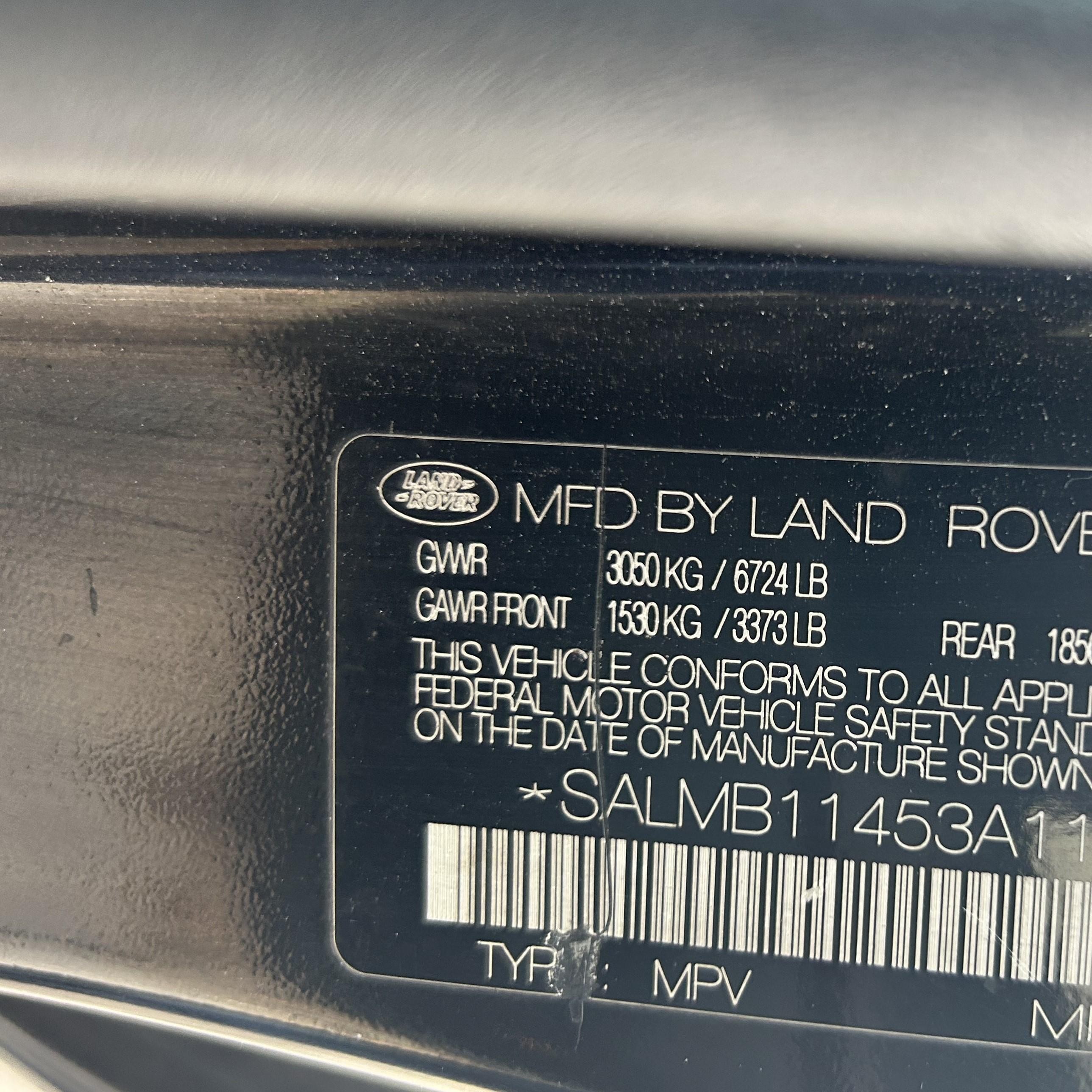 2003 Land Rover Range Rover Hse Black vin: SALMB11453A111699