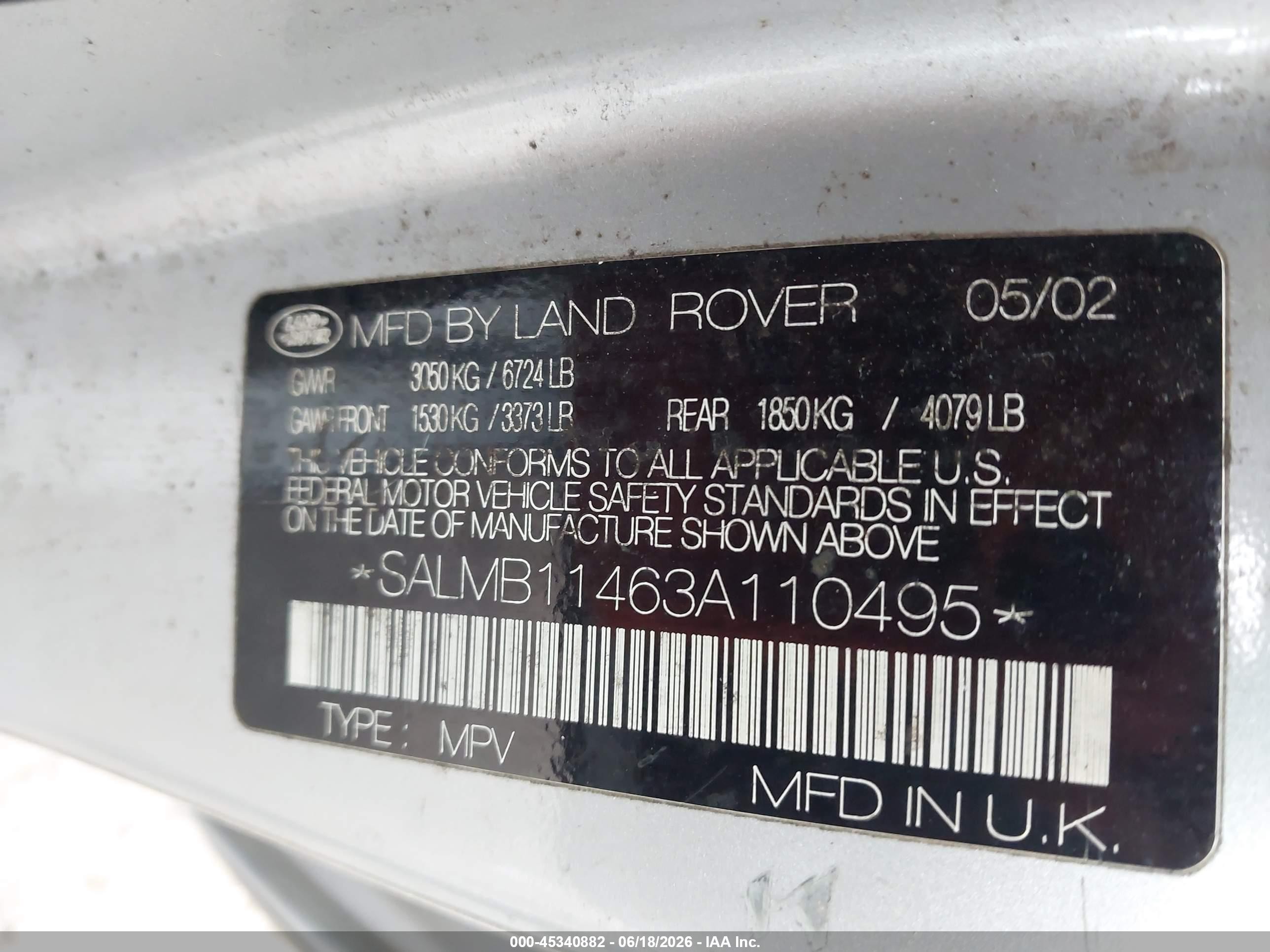 2003 Land Rover Range Rover Hse Серебряный vin: SALMB11463A110495