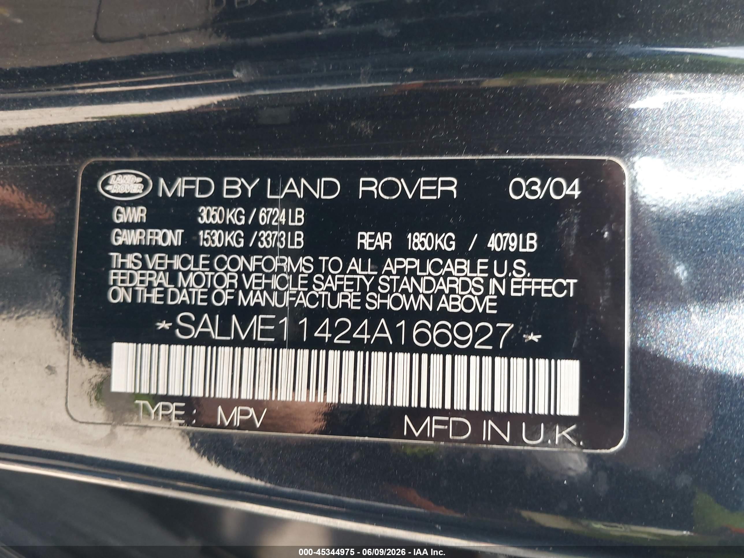 2004 Land Rover Range Rover Hse Gray vin: SALME11424A166927