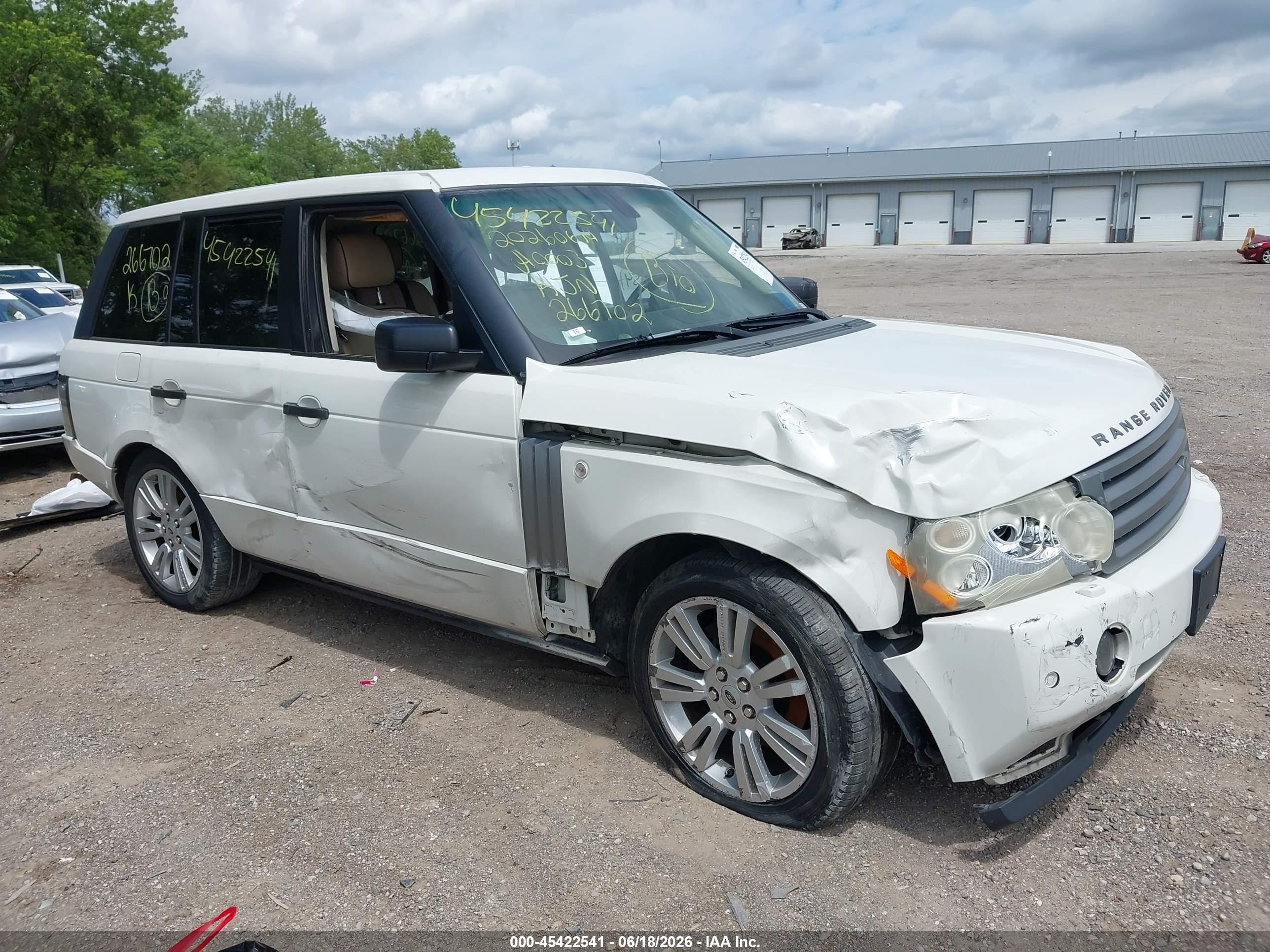 2008 Land Rover Range Rover Hse White vin: SALME15478A266702