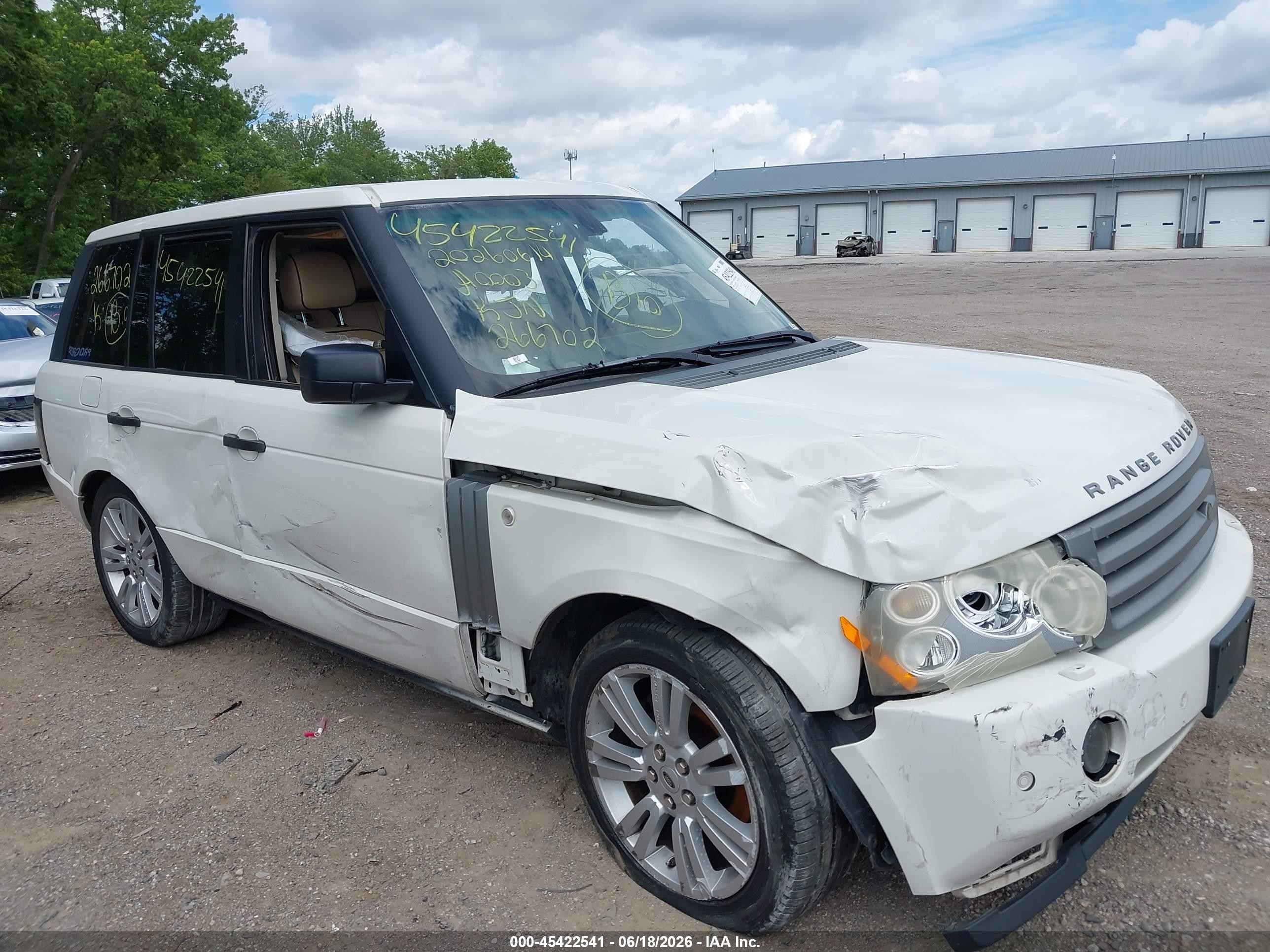 2008 Land Rover Range Rover Hse White vin: SALME15478A266702