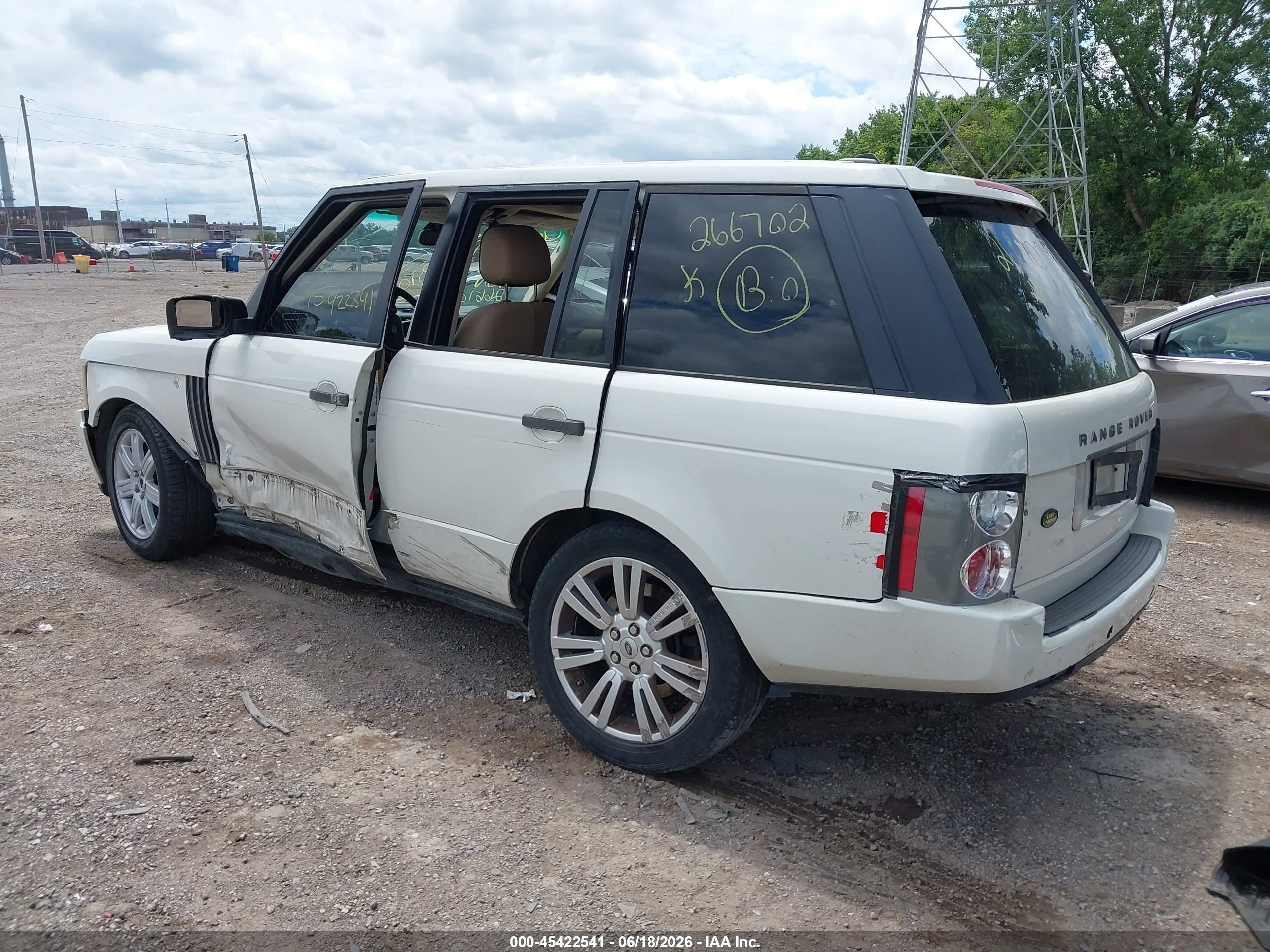 2008 Land Rover Range Rover Hse White vin: SALME15478A266702