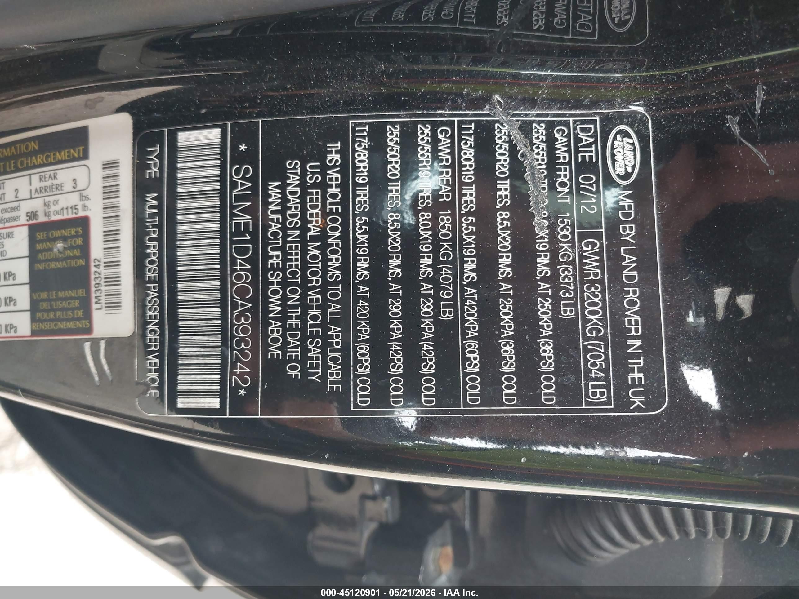 2012 Land Rover Range Rover Hse Black vin: SALME1D46CA393242