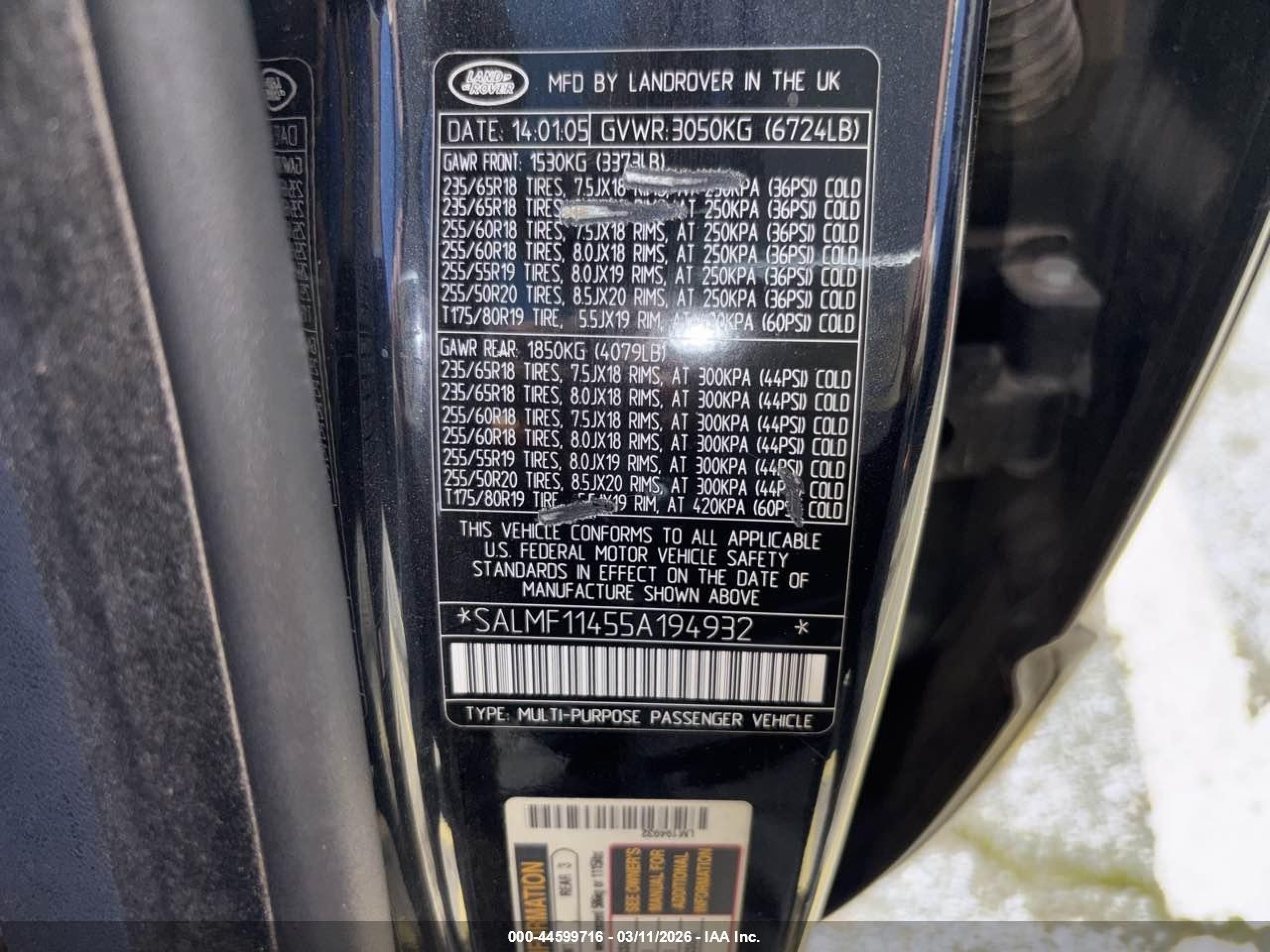 2005 Land Rover Range Rover Hse vin: SALMF11455A194932
