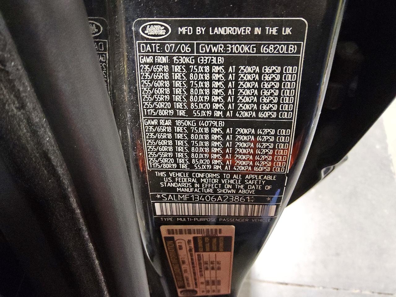 2006 Land Rover Range Rover Supercharged Black vin: SALMF13406A238611
