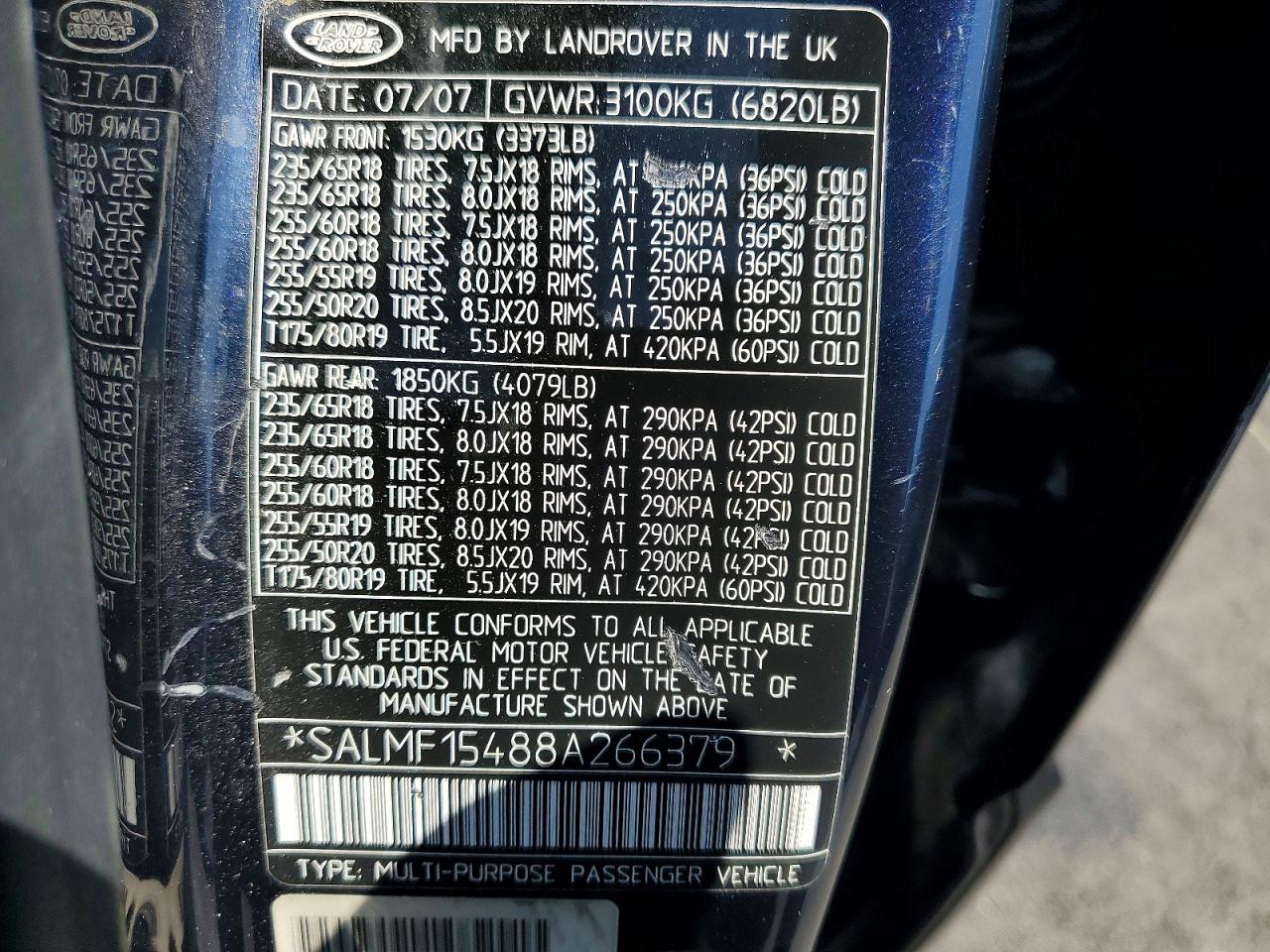 2008 Land Rover Range Rover Hse Black vin: SALMF15488A266379