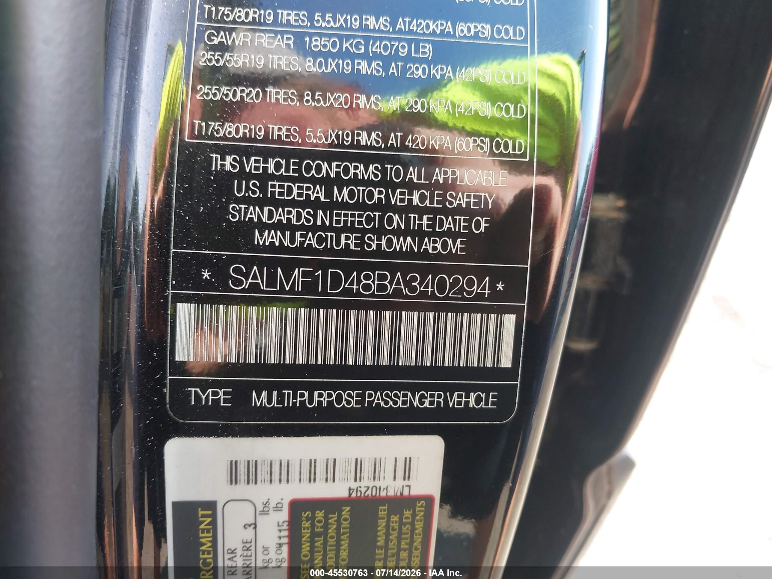 2011 Land Rover Range Rover Hse Черный vin: SALMF1D48BA340294