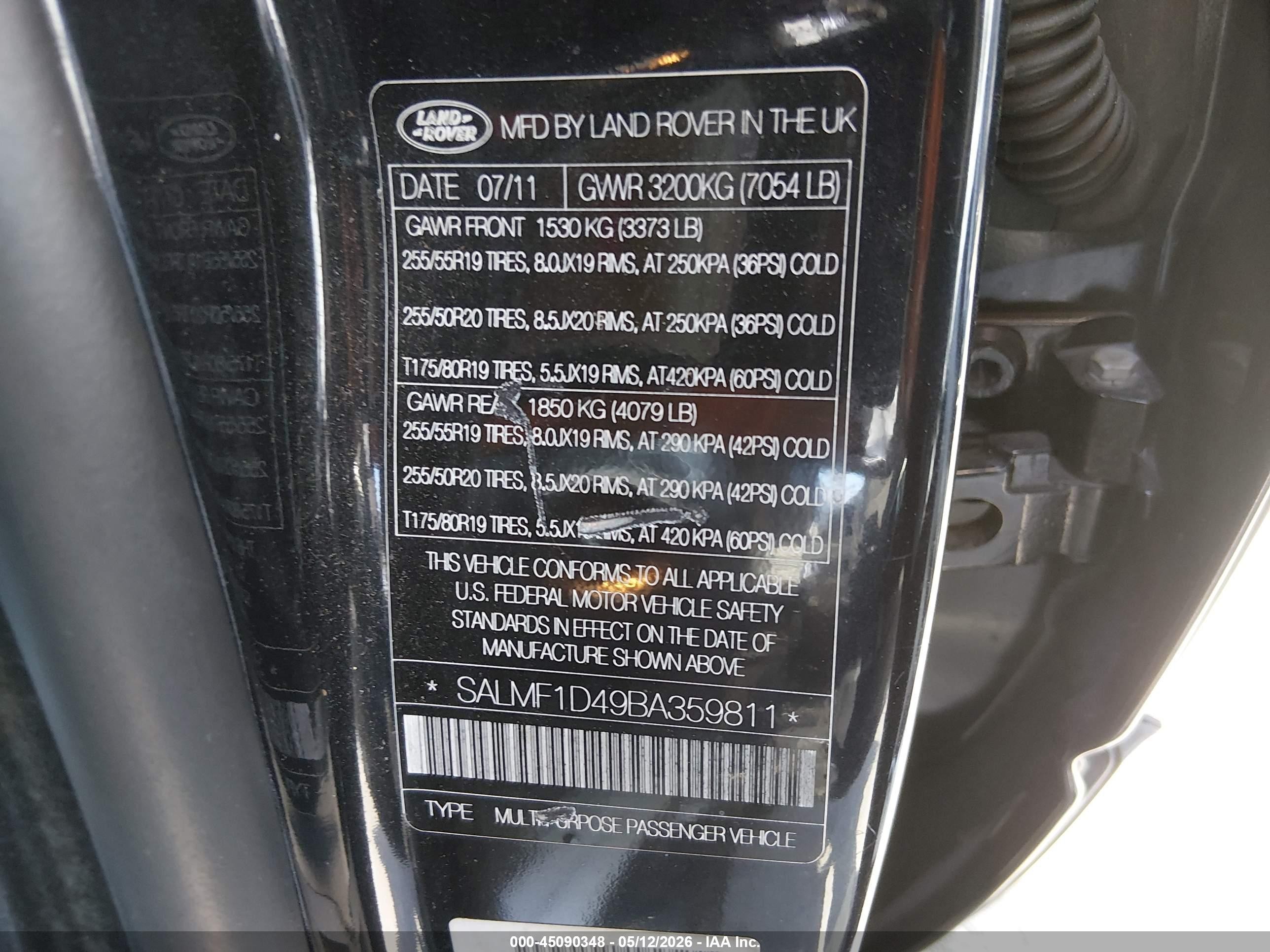 2011 Land Rover Range Rover Hse Black vin: SALMF1D49BA359811
