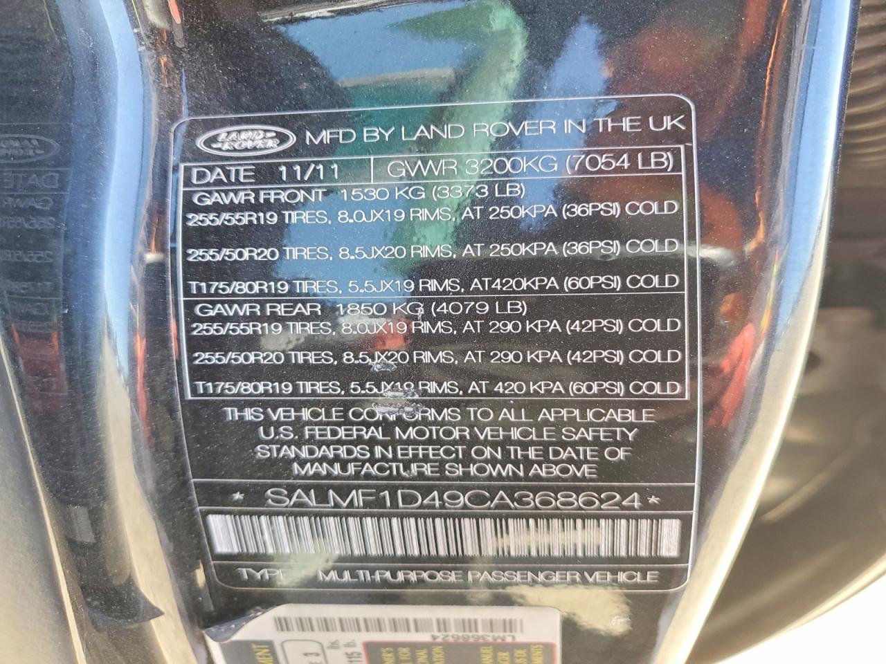 2012 Land Rover Range Rover Hse Luxury Черный vin: SALMF1D49CA368624