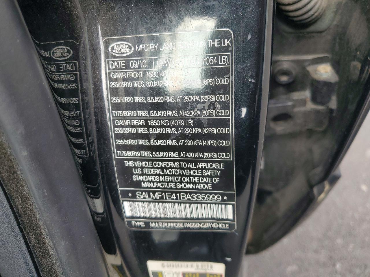 2011 Land Rover Range Rover Black vin: SALMF1E41BA335999