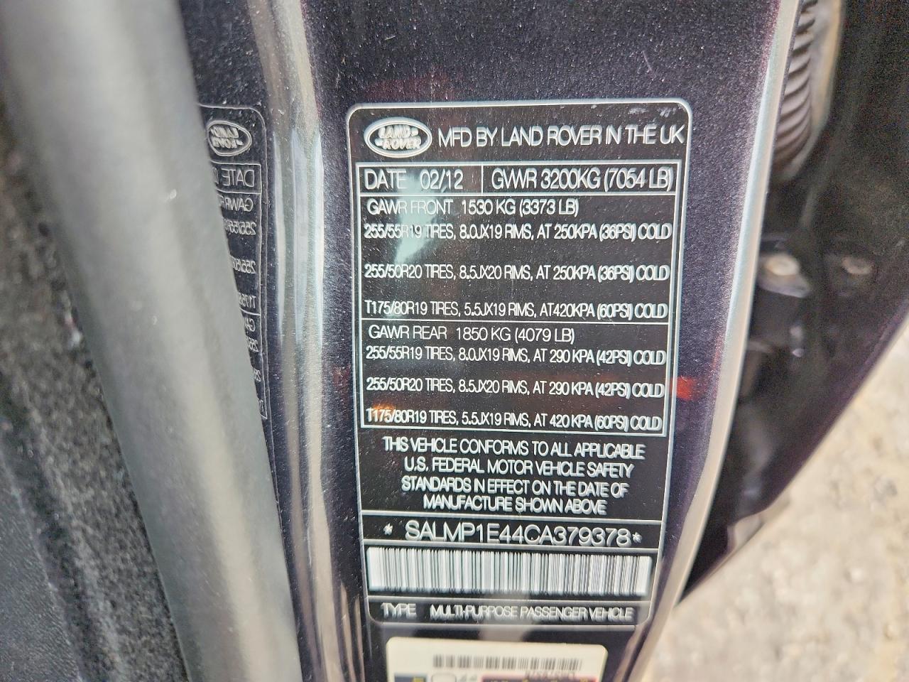 2012 Land Rover Range Rover Autobiography Black vin: SALMP1E44CA379378