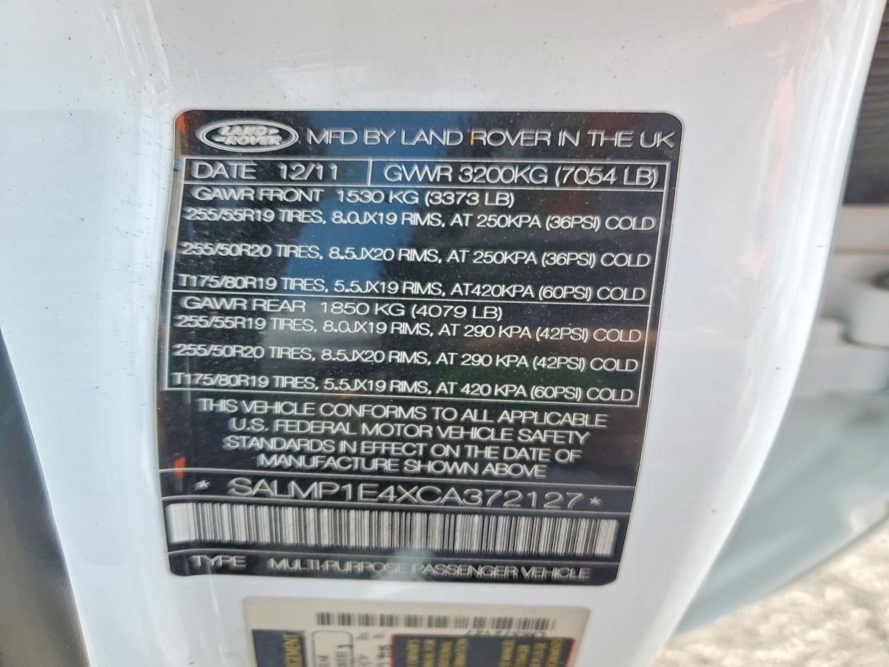 2012 Land Rover Range Rover Autobiography White vin: SALMP1E4XCA372127