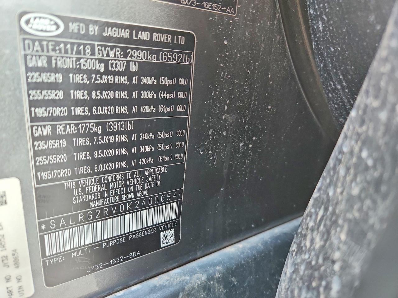 2019 Land Rover Discovery Se Gray vin: SALRG2RV0K2400654