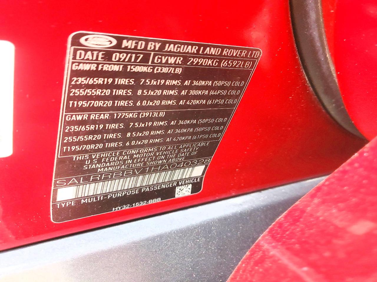 2017 Land Rover Discovery Hse Red vin: SALRRBBV1HA040328