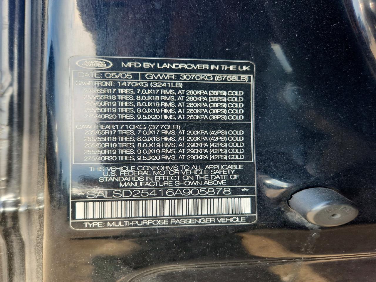 2006 Land Rover Range Rover Sport Black vin: SALSD25416A905878